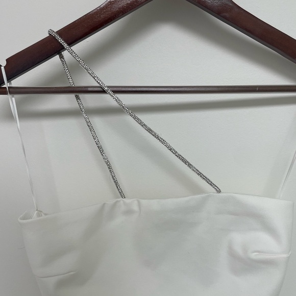 White Mini Dress with Rhinestone Strap - Picture 4 of 7
